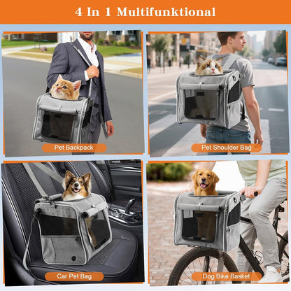 Xixter Dog Basket for Bike, Suitable for Small & Medium Pet Up to 7 kg, Foldable 4-in-1 Pet Bike