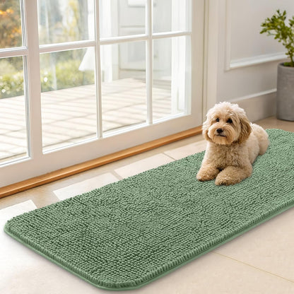 OLANLY Dog Door Mat for Muddy Paws 47x17, Absorbs Moisture and Dirt, Absorbent Non-Slip Washable