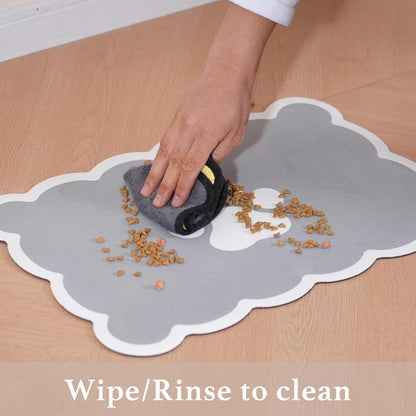 Ralxion Scalloped Dog Feeding Mat, Absorbent Mats for Dog Food and Water Bowl, Dispenser, Cute
