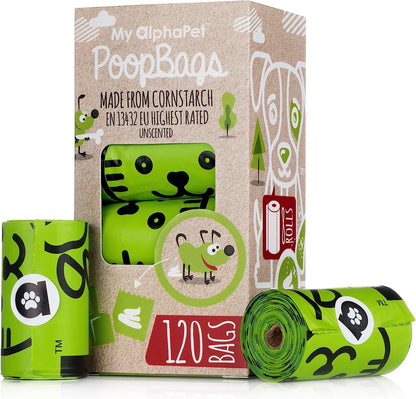 Compostable Dog Poop Bags, Cornstarch Eco-Friendly, HOME COMPOST NF T 51-800, 120 Count, Large Size