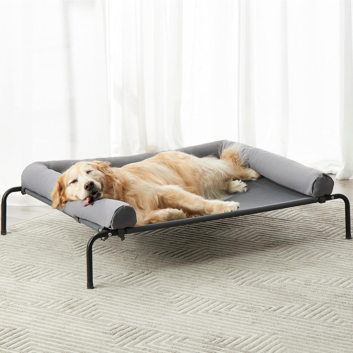 RRPETHOME Large Elevated Cooling Dog Bed, Raised Dog Cot Beds for Large Dogs, Elevated Outdoor Pet