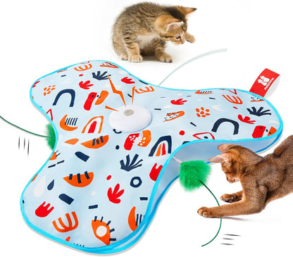 Potaroma Hide and Seek Interactive Cat Toys, Moving Concealed Wand Feather, Automatic Chargeable
