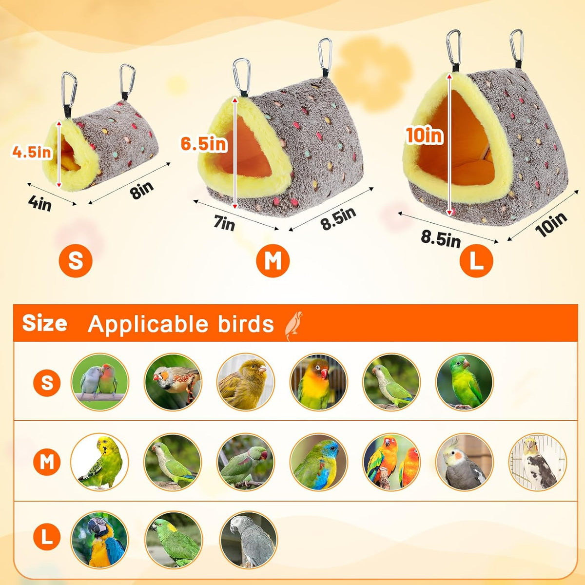 MEWTOGO Small Warm Bird Nest House - Cozy Bird Bed for Cage with Mat, Hanging Hammock Shed Hideaway