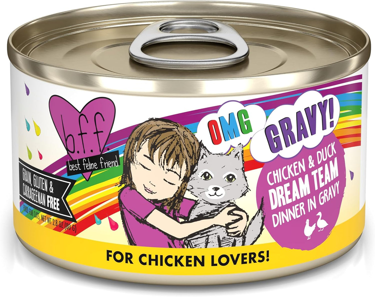 Weruva B.F.F. OMG - Best Feline Friend Oh My Gravy!, Chicken & Duck Dream Team with Chicken & Duck