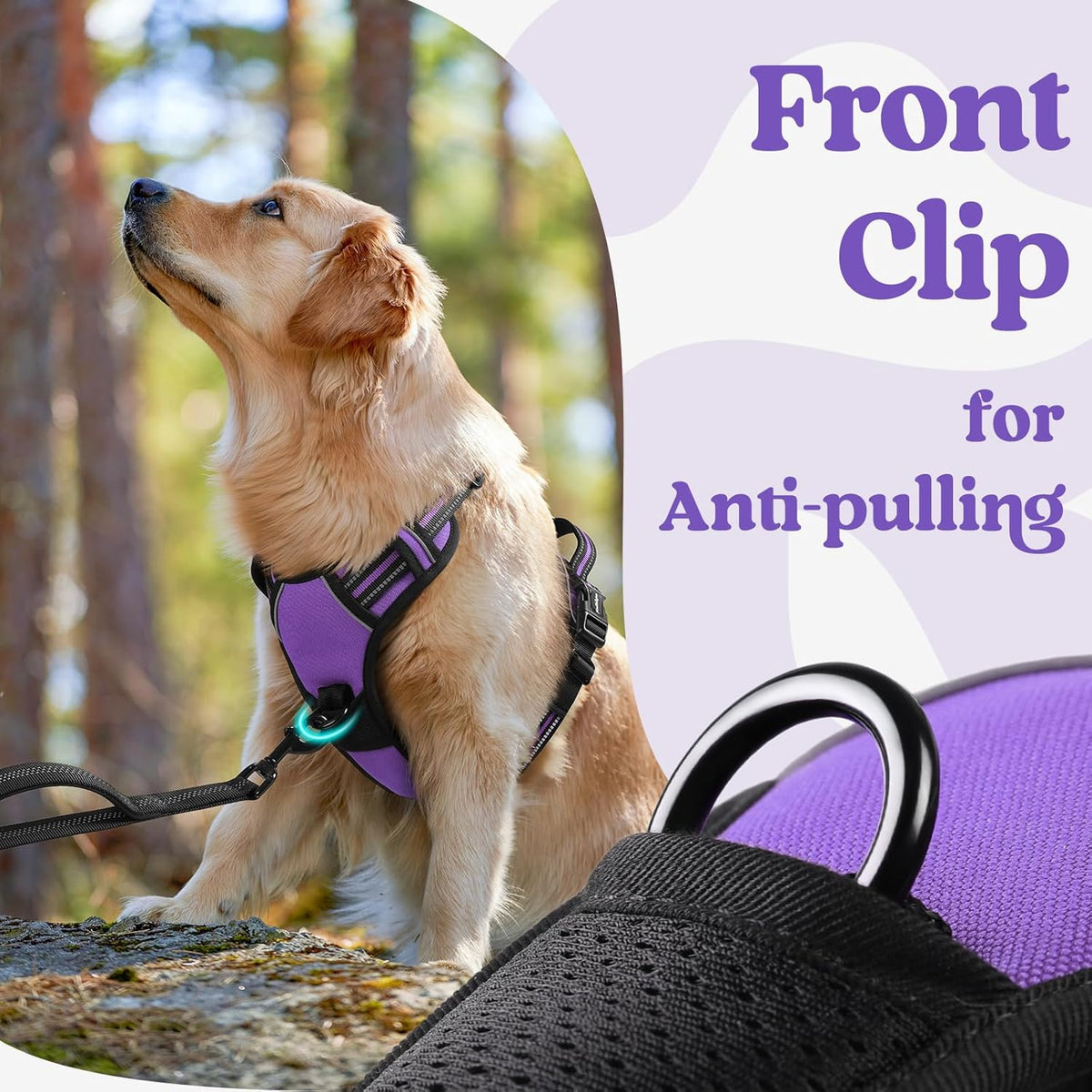 rabbitgoo Dog Harness for Large, No Pull Pet Harness with 3 Buckles, Adjustable Soft Padded Vest
