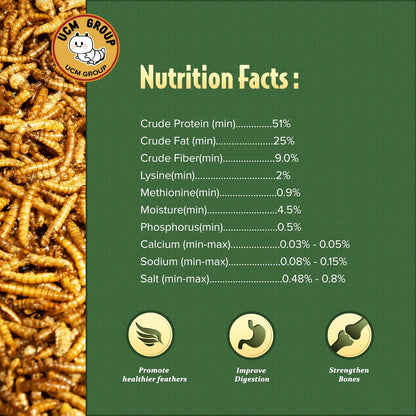 UCM Group 5LB Dried mealworms for Wild Birds, Chickens, High Protein Organic Chicken Feed, 100%