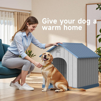 DRATO Indoor Outdoor Waterproof Dog House,PP Material,Puppy Shelter with Air Vents and Elevated