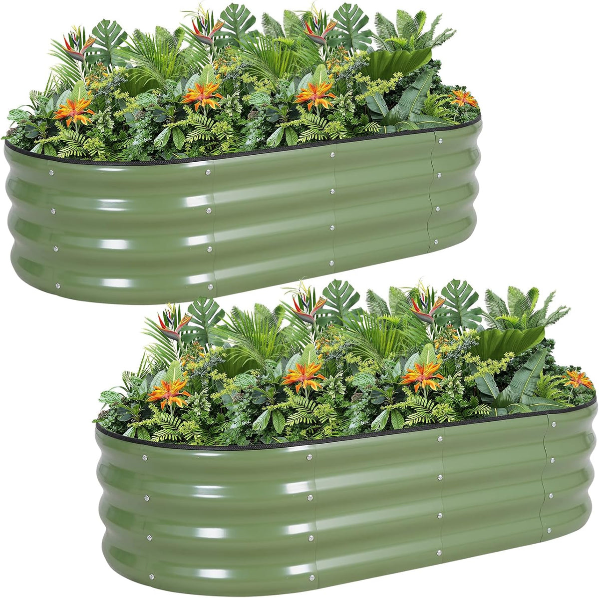 G GOOD GAIN Galvanized Metal Raised Garden Bed Kit - 4x2x1FT Outdoor Planter Box with Safety Edging