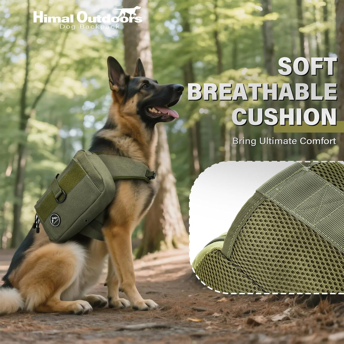 Himal Outdoors Dog Backpack & Saddle Bag, Tactical Hiking Backpack for Large Dogs with Side Pockets