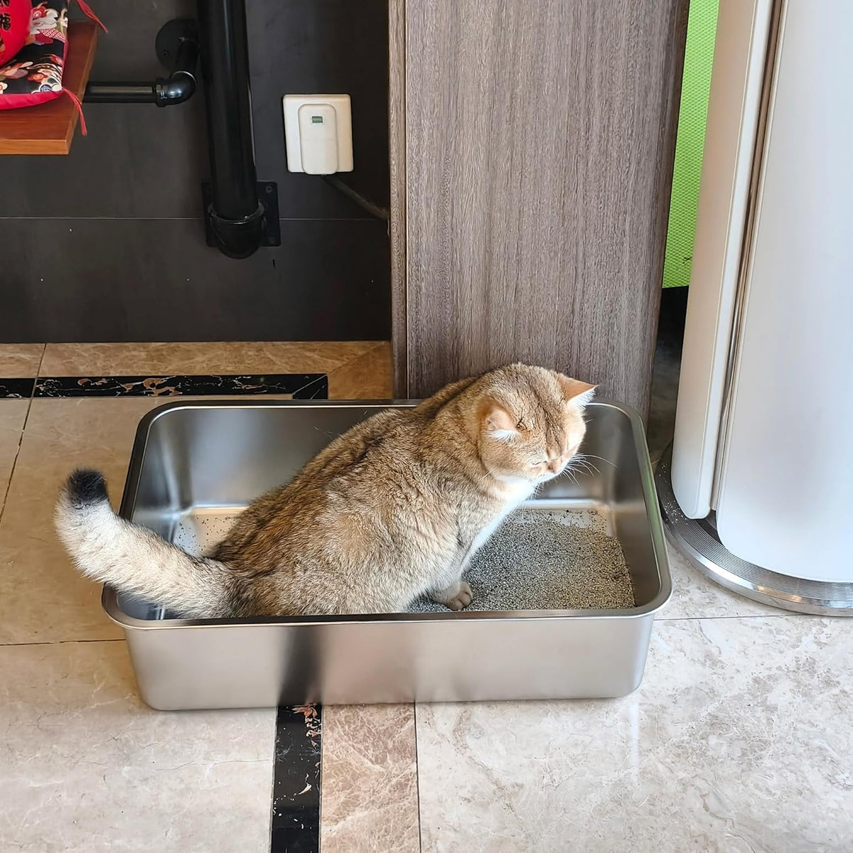 Stainless Steel Litter Box-Metal Litter Box Large for Cats Easy to Clean,Large Metal Cats Box