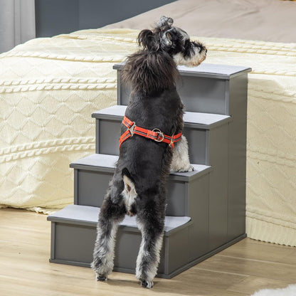 PawHut Pet Stairs, Small Pet Steps with Cushioned Removable Covering for Dogs and Cats Up to 22
