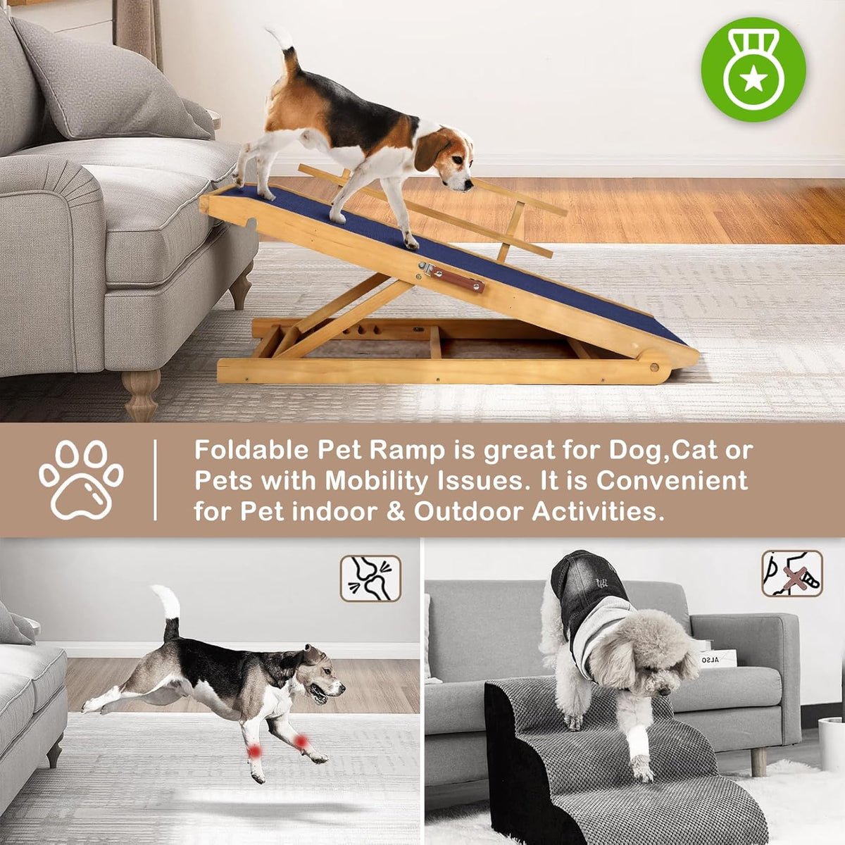 Dog Ramp for Beds, Cars, Couches, Dog Steps Anti-Slip Surface, Dogs Ramps for Old Small Pet,High