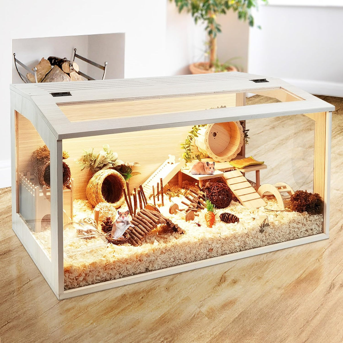 Prolee Hamster Cage Chew Proof, Mice and Rat Habitat Openable Top with Acrylic Sheets, Hamster