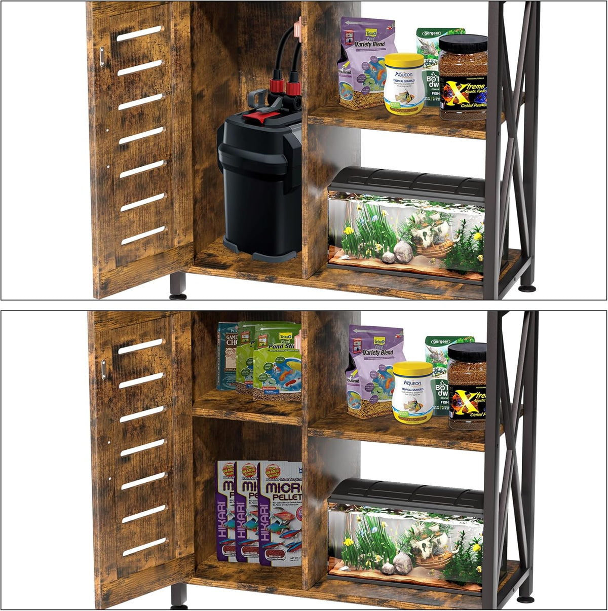 20-29 Gallon Fish Tank Stand, Aquarium Stand with Cabinet Accessories Storage, Heavy Duty Metal
