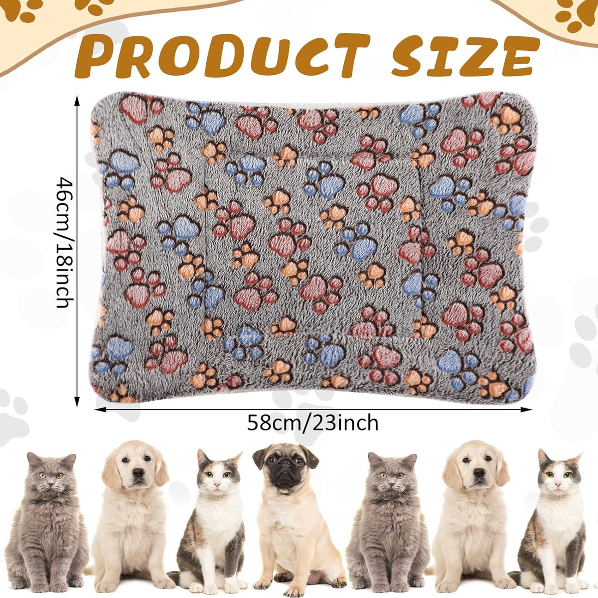 4 Pack Ultra Soft Dog Cat Bed Mat with Cute Prints Reversible Fleece Dog Crate Kennel Pad Cozy