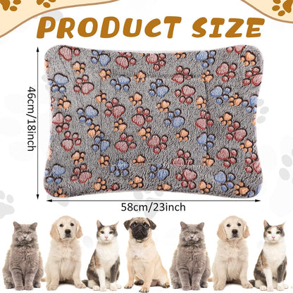 4 Pack Ultra Soft Dog Cat Bed Mat with Cute Prints Reversible Fleece Dog Crate Kennel Pad Cozy