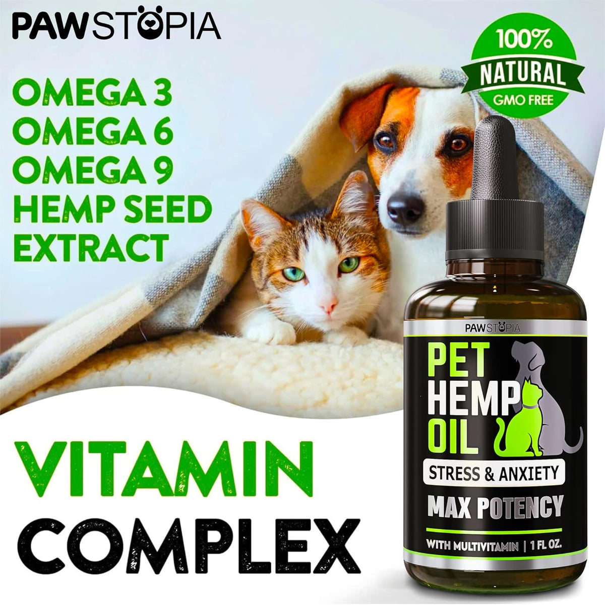 (2 Pack) Hemp Oil for Dogs and Cats - Helps Pets with Anxiety, Pain, Stress, Sleep, Arthritis