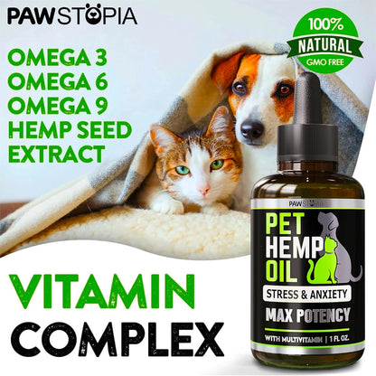 (2 Pack) Hemp Oil for Dogs and Cats - Helps Pets with Anxiety, Pain, Stress, Sleep, Arthritis