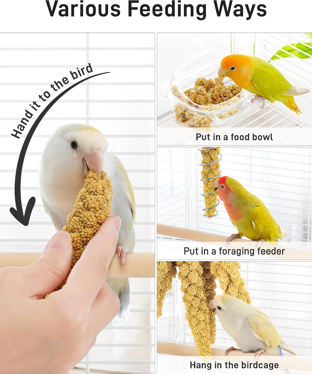 BUCATSTATE Spray Millet for Birds, Sun-Dried Healthy Millet Parakeet Treats for Parrots Cockatiel