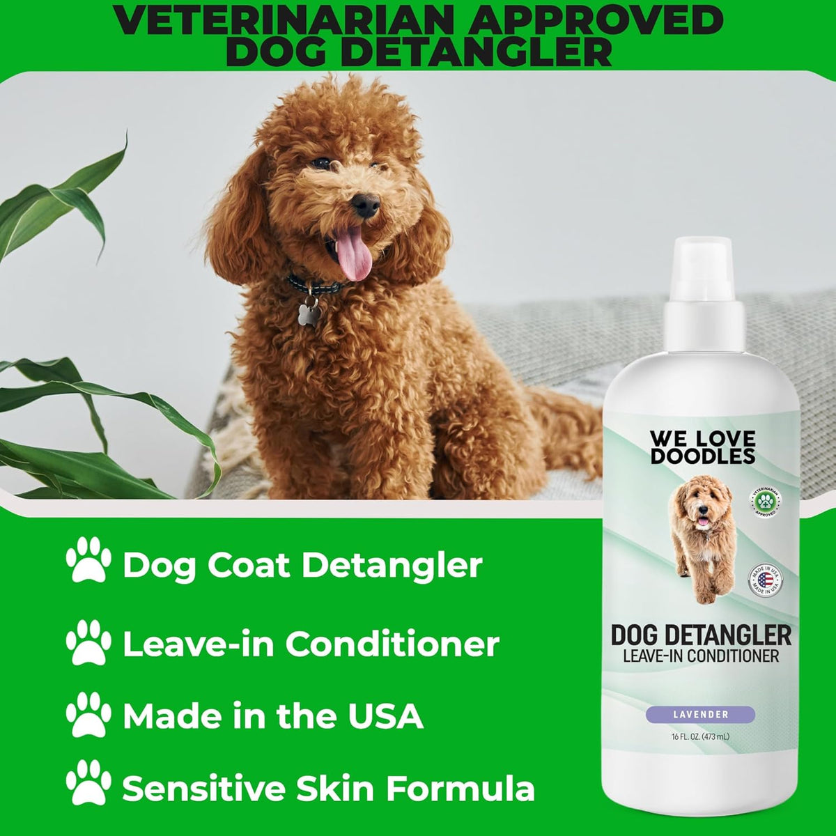 We Love Doodles Dog Detangler Spray - Leave-in Conditioner for Dogs - Dog Detangling Spray
