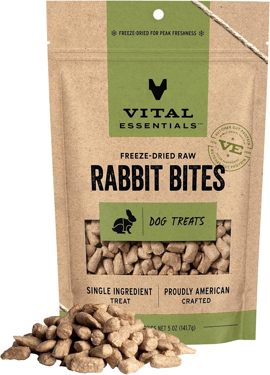 Vital Essentials Rabbit Bites Dog Treats, 5 oz | Freeze-Dried Raw | Single Protein | Premium