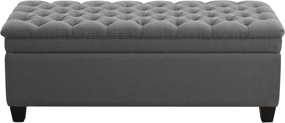 51" Fabric Storage Ottoman Bench, Upholstered Rectangle End of Bed Storage Ottoman Tufted Living