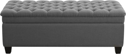 51" Fabric Storage Ottoman Bench, Upholstered Rectangle End of Bed Storage Ottoman Tufted Living