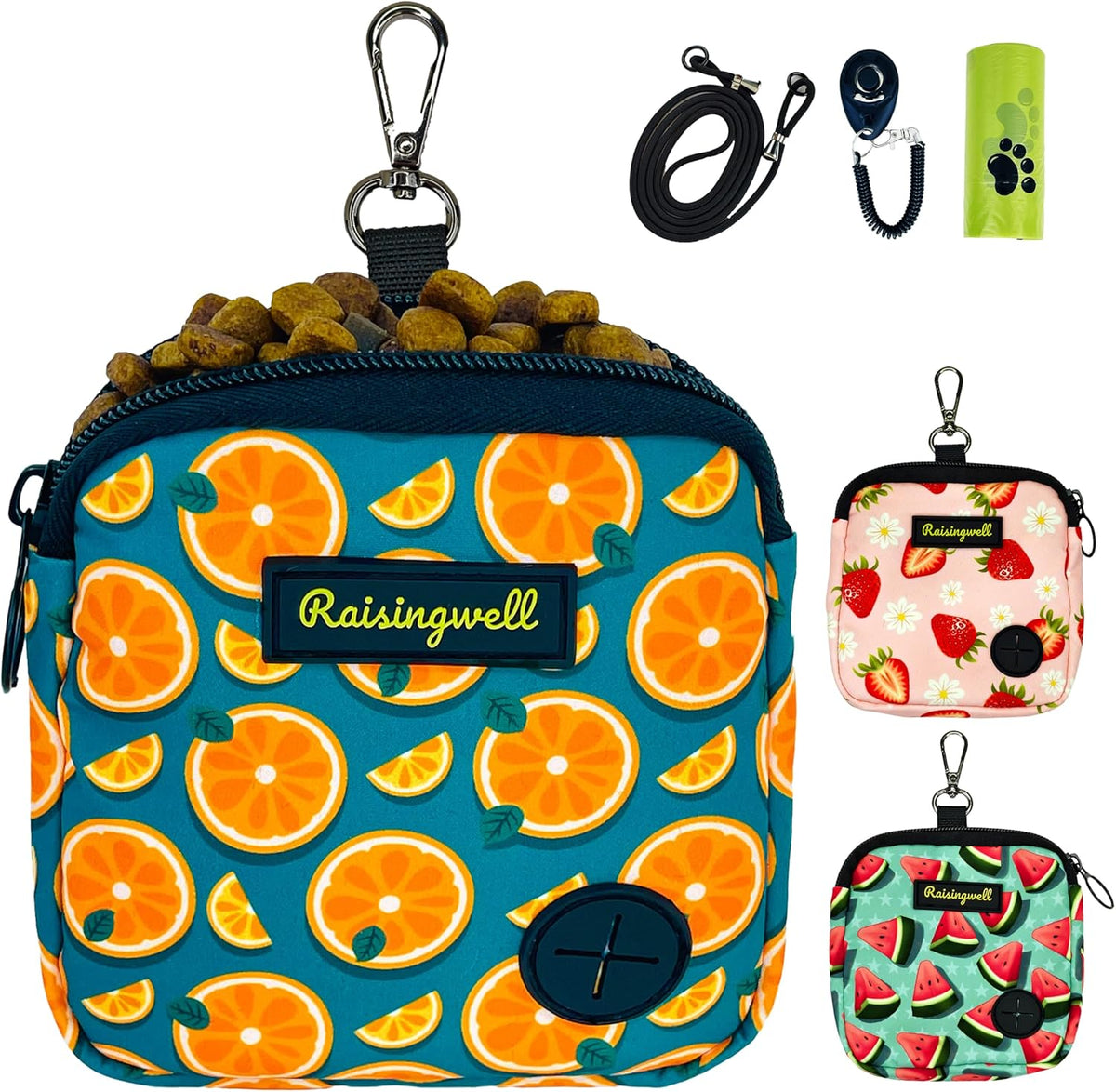 Dog Treat Pouch for Pet Walking and Training with Clicker Poop Bags Small Fanny Zipper Pack Holder
