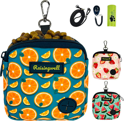 Dog Treat Pouch for Pet Walking and Training with Clicker Poop Bags Small Fanny Zipper Pack Holder