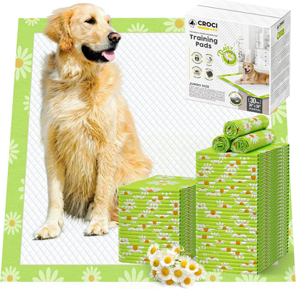 CROCI Dog Pads Extra Large 36x36in Daisy Pattern, Puppy Pads with Adhesive Tabs Super Absorbent Up