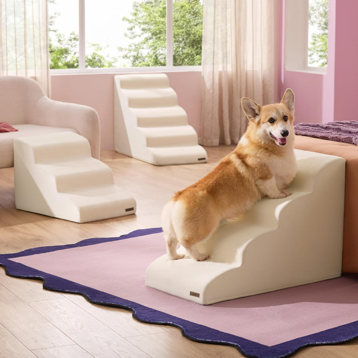 Lesure Dog Stairs for Small Dogs and Cats Pet Steps Ramp for Bed and Couch with CertiPUR-US