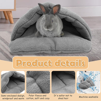 kathson Rabbit Cave Sleeping Bed Guinea Pig Hideout Cozy House Pet Soft Warm Fleece Winter Slipper