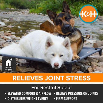 K&H Pet Products Elevated Outdoor Dog Cot Bed, Raised Cooling Bed with Washable Breathable Mesh for