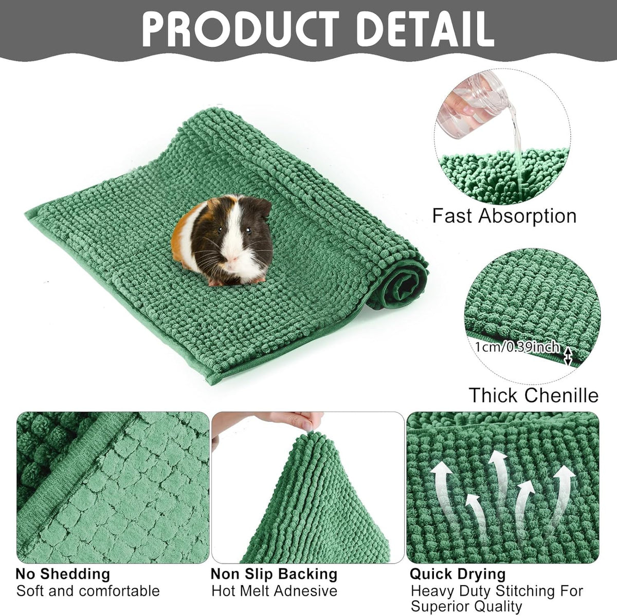 Amylove 4 Pcs Guinea Pig Cage Liner Guinea Pig Bedding Washable Fleece Pee Pads Reusable Small
