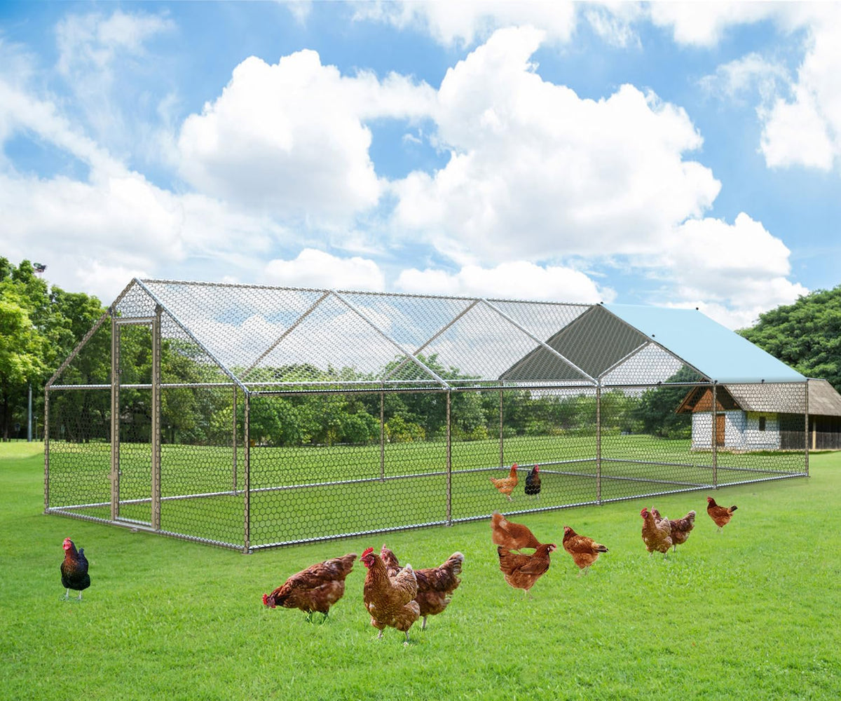 1.26’’ Large Metal Chicken Coop Walk in, Chicken Pen for Chickens, Outdoor Chicken Runs Coops Dog