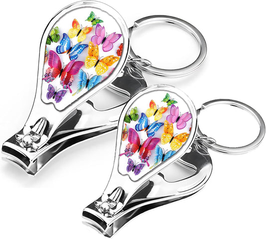 Nail Clippers with Key Chain Cute Stainless Steel Nail Cutter with File Professional Toenail