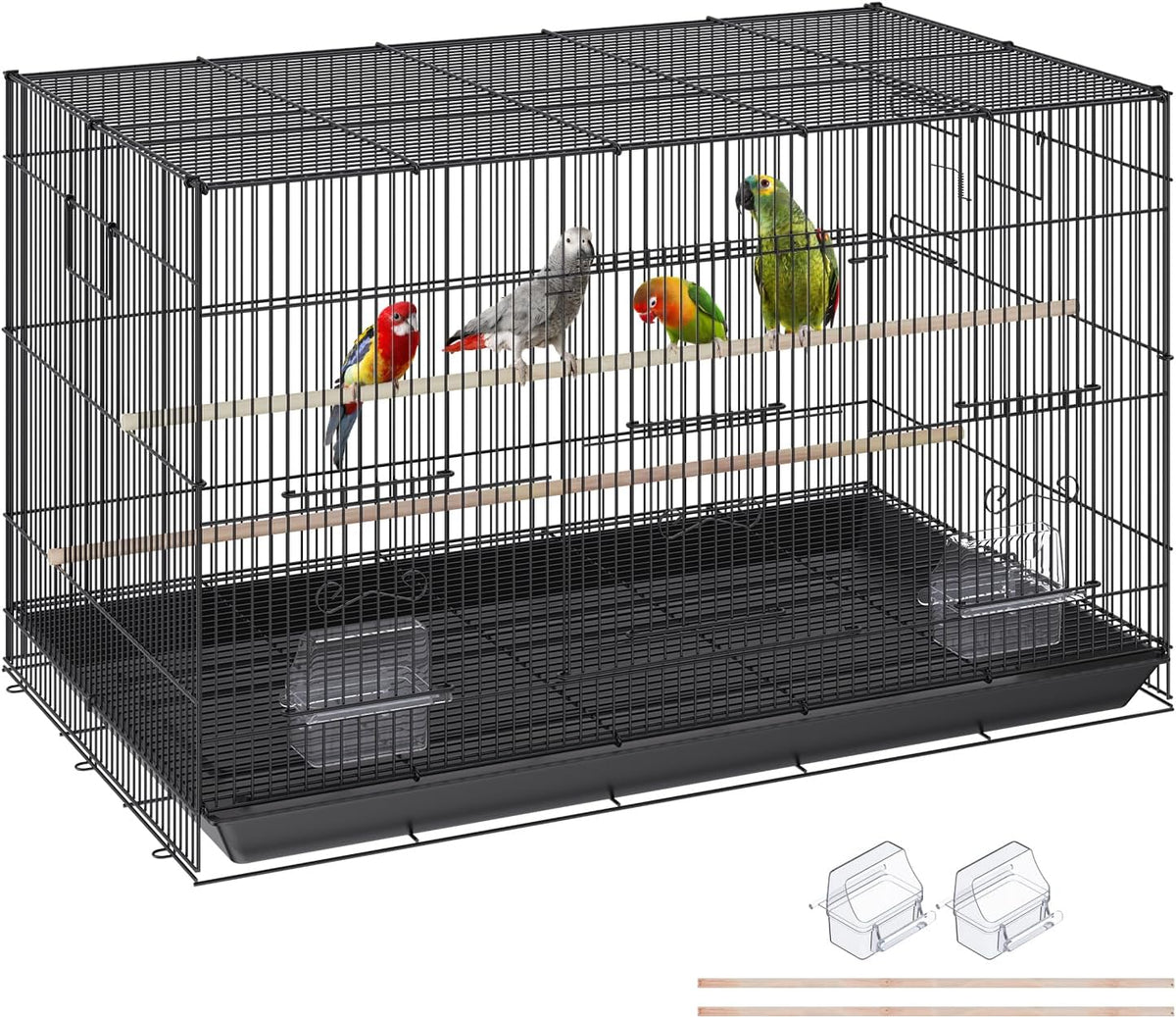VEVOR 30 Inch Flight Bird Cage, Stackable Bird Cage Parakeet Cage with Slide-Out Tray and Handle