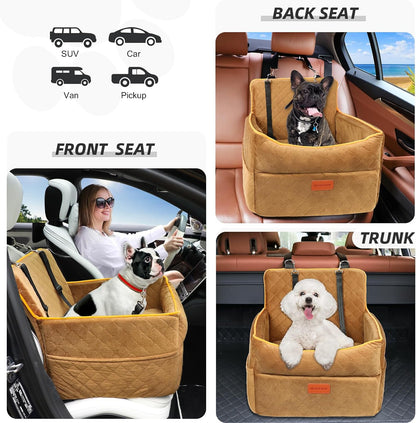 Dog Car Seat for Small Medium Dogs, Memory Foam Dog Booster Seats with Thick Cushion for Dogs Under