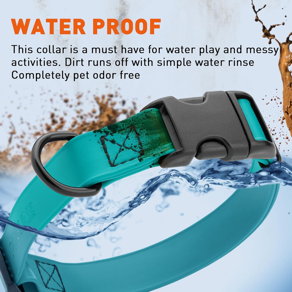 Dogline Biothane Waterproof Dog Collar with Quick Release Buckle Strong Coated Nylon Webbing with