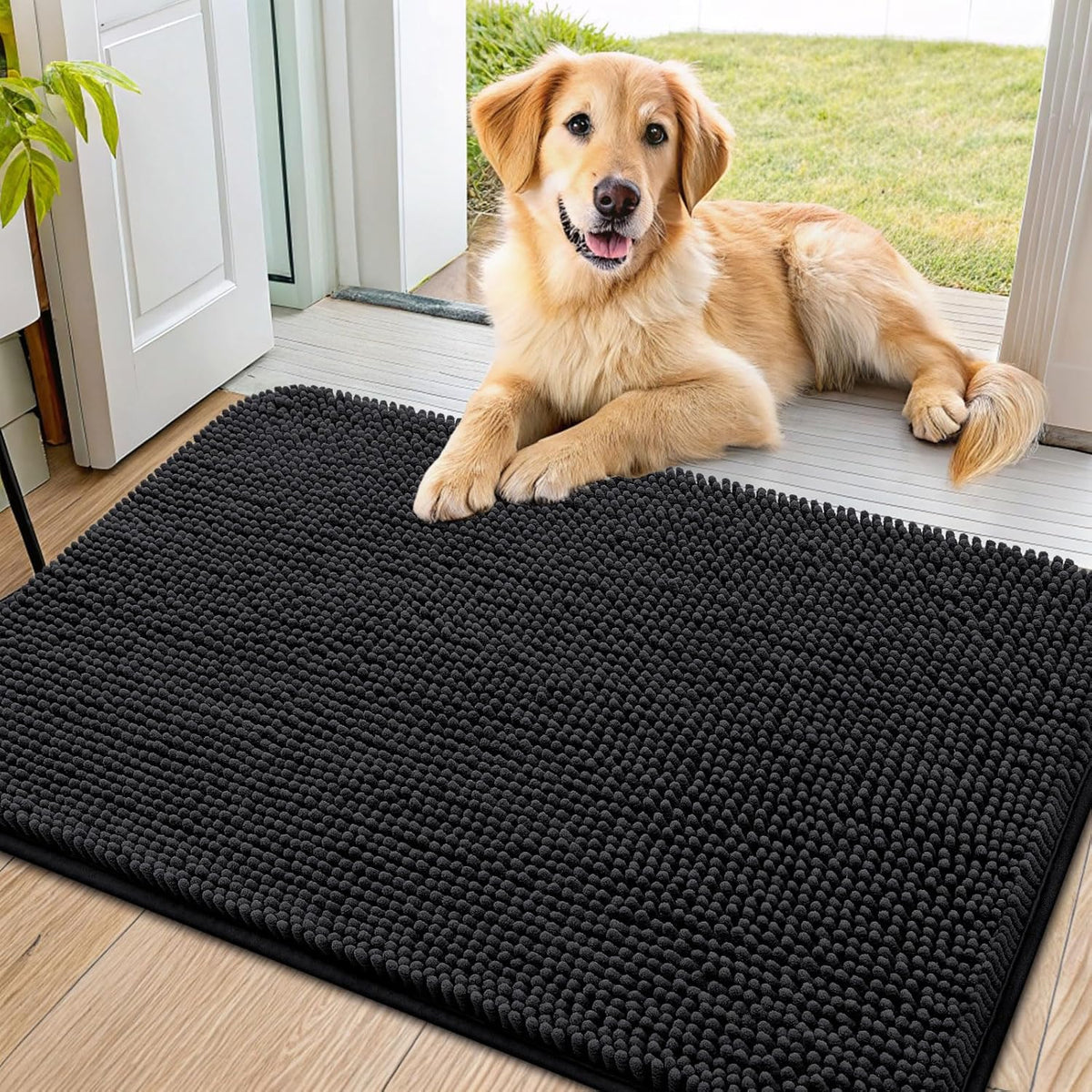Smiry Dog Door Mat for Muddy Paws 36x24, Absorbs Moisture and Dirt Doormat, Non-Slip Washable Quick