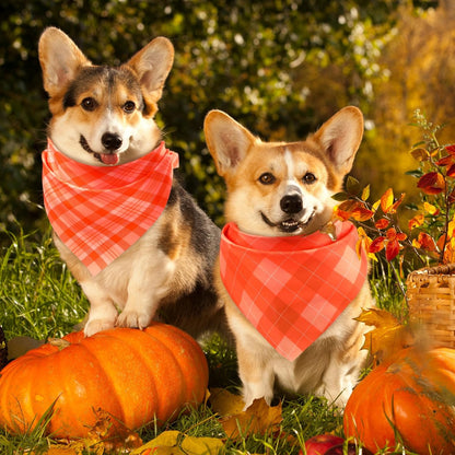 Abbylike 200 Pcs Fall Plaid Dog Bandanas Bulk Thanksgiving Bandanas for Dogs Pets Triangle Kerchief