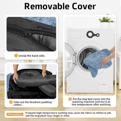 GGIB Calming Dog Bed Fluffy Plush Dog Mat for Furniture Protector with Removable Washable Cover for