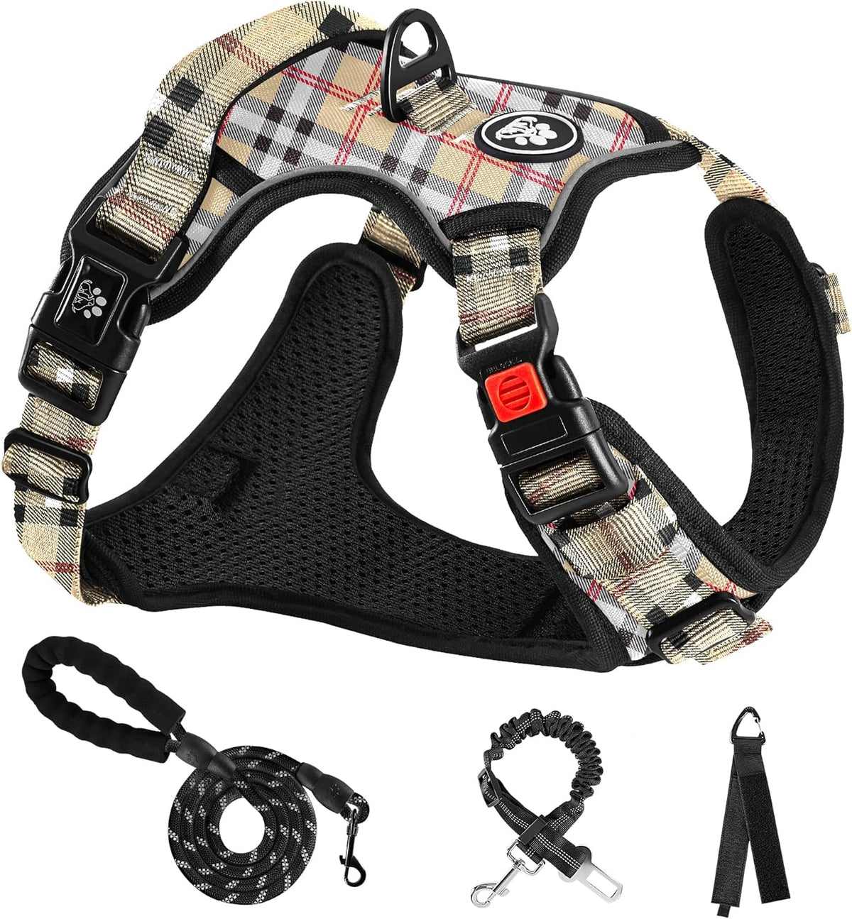 NESTROAD No Pull Dog Harness with Leash, Reflective No Choke Pet Vest Harness,Adjustable Soft