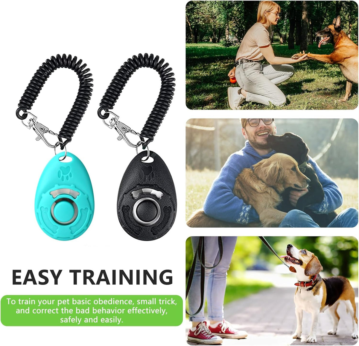 Dog Treat Pouch - 3 Ways to Wear Treat Pouches for Pet Training and 2 Pieces Clicker Taining for
