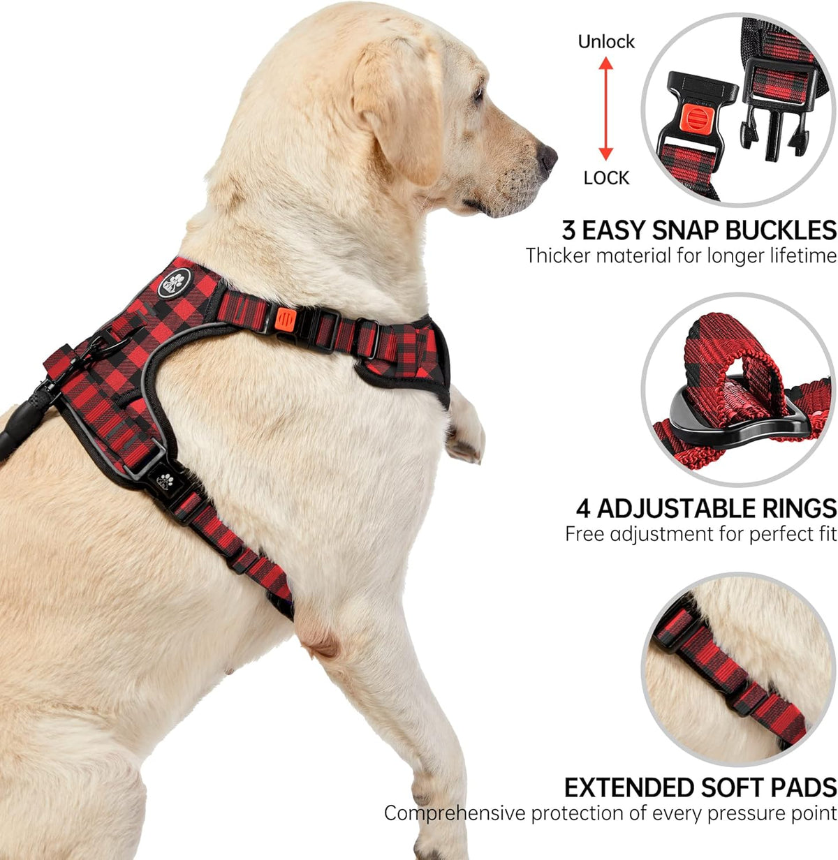 NESTROAD No Pull Dog Harness with Leash, Reflective No Choke Pet Vest Harness,Adjustable Soft