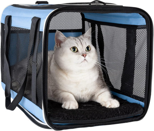 petisfam Soft Pet Carrier for Large and Medium Cats, 2 Kitties, Small Dogs. Easy to Get Cat in