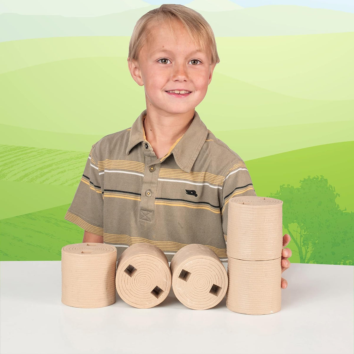 Big Country Toys 5-Piece Hay Bale Set - Toy Hay Bales for Farm Animal Toys for 3 Year Old Boys &