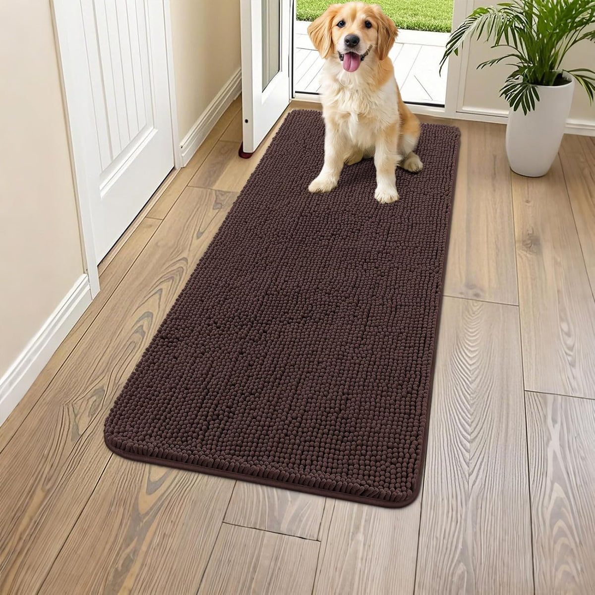 Smiry Dog Door Mat for Muddy Paws 47x24, Absorbs Moisture and Dirt Doormat, Non-Slip Washable Quick