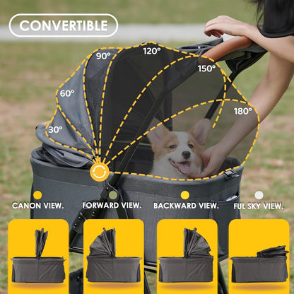 3 in 1 Pet Stroller with Removable Carrier, Folding Stroller for Small/Medium Dogs and Cats