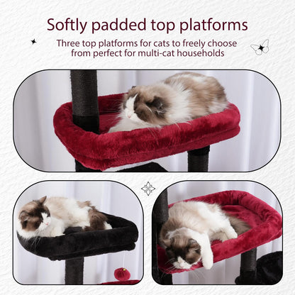 Hey-brother Cat Tree Tower, Scratching Posts with a Extended Part, Wide Platforms, Cozy Condos